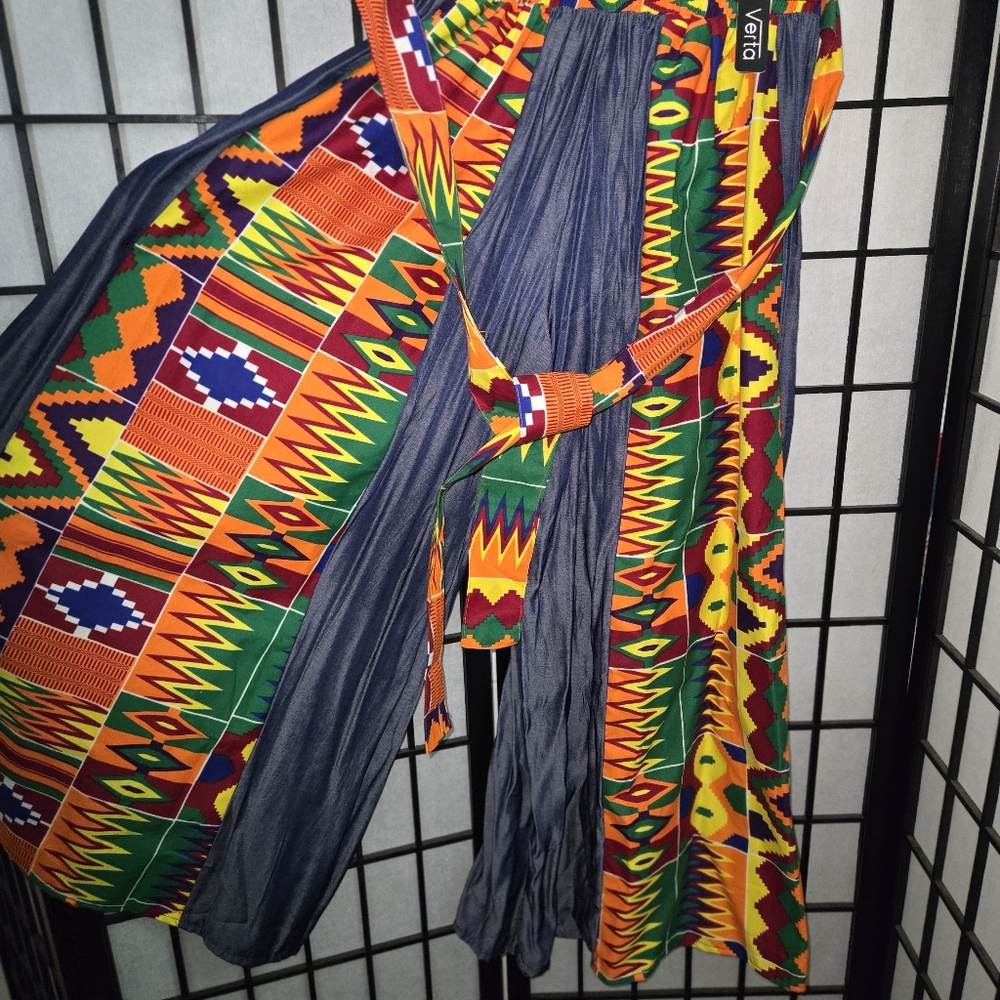 Vibrant Multicolor Patterned Wide Leg Pants